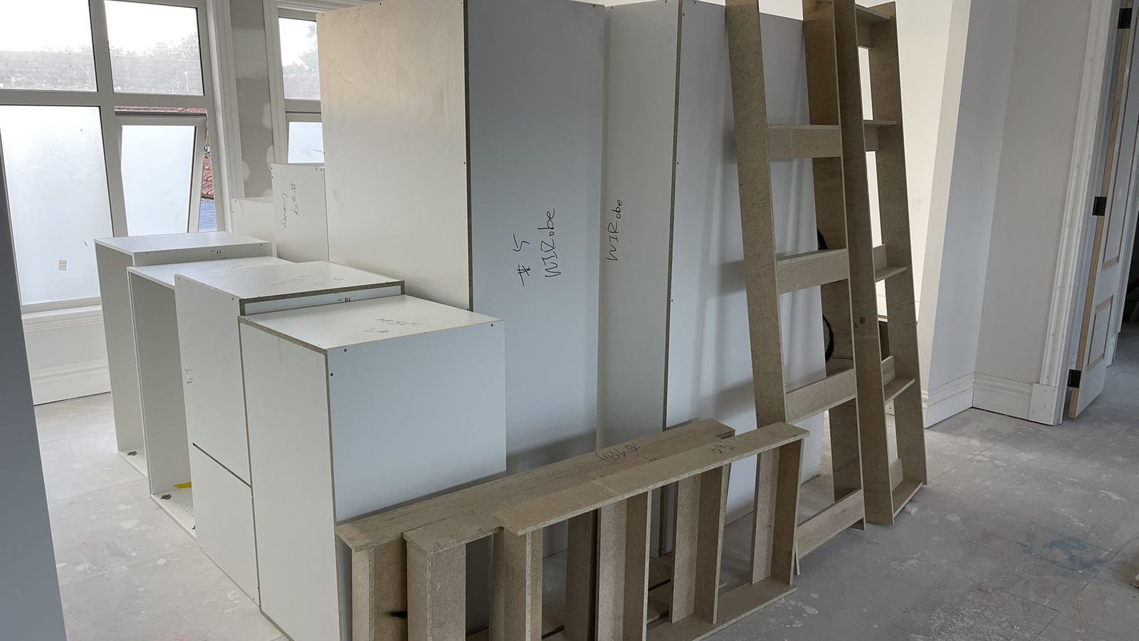 Furniture and framed components staged before loading during a real JD Movers job relevant to Blackburn South