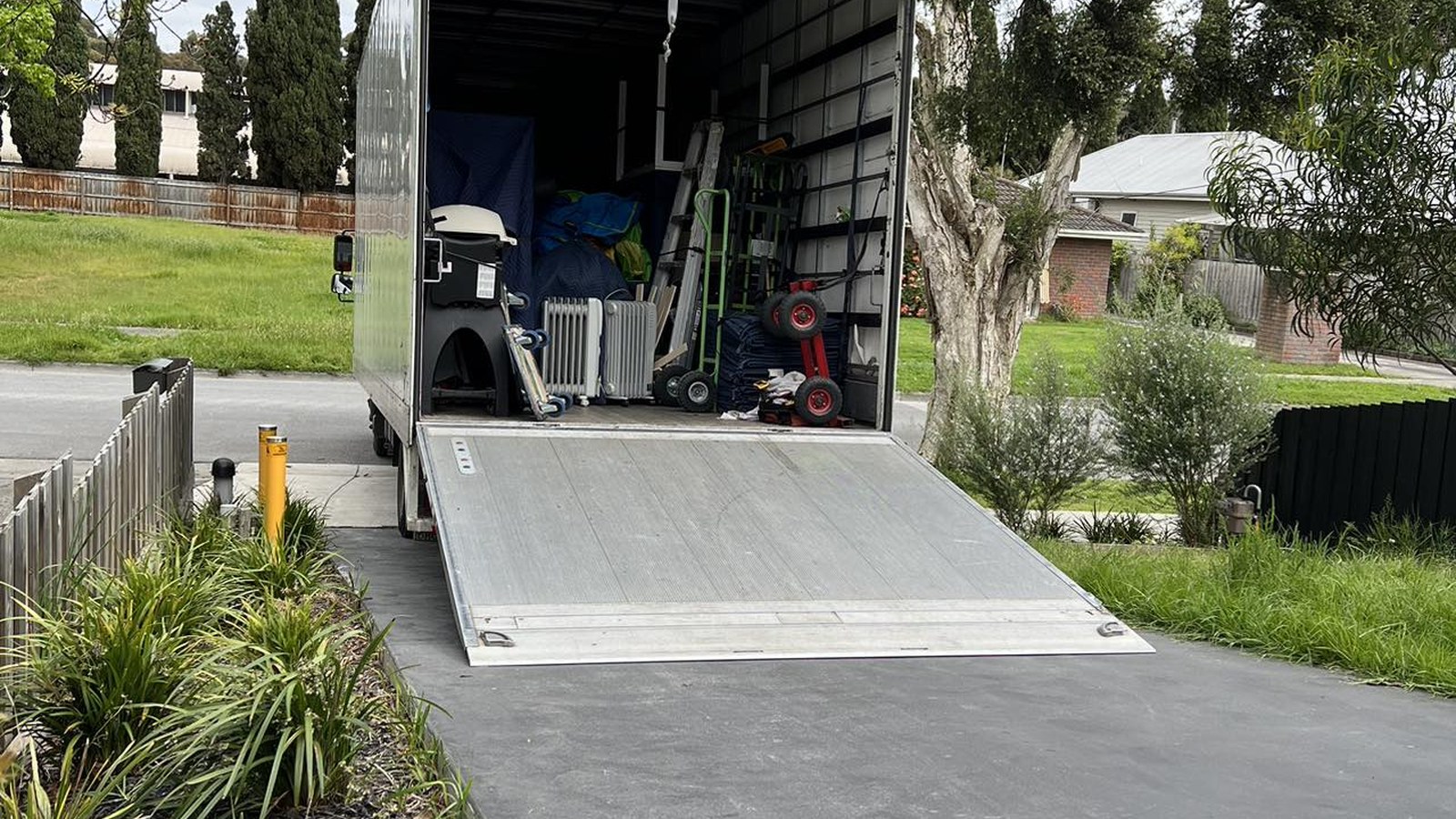 A temporary entry ramp used during a real JD Movers job, illustrating Boronia access planning