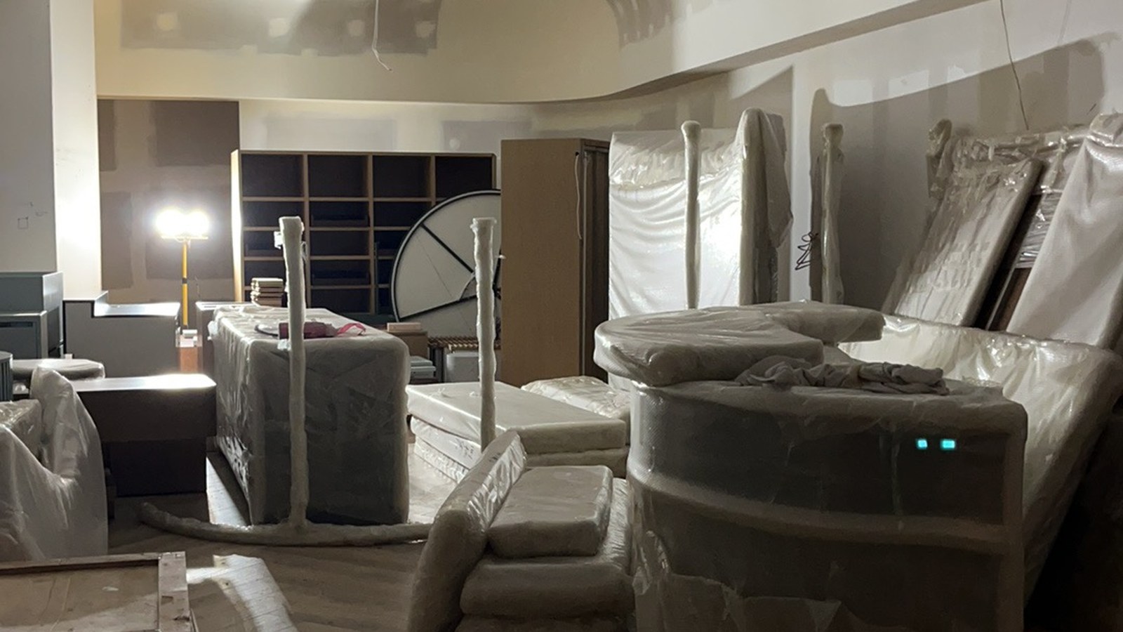 Wrapped household furniture prepared during a real JD Movers job, illustrating Brighton East moves