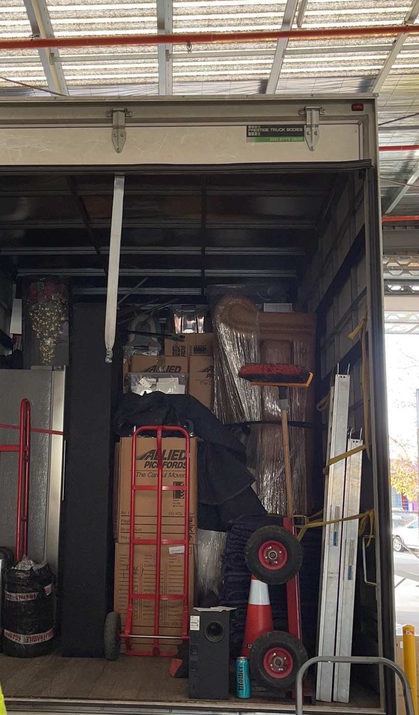 10 tonne JD Movers truck loaded with moving boxes and furniture for a Doncaster Melbourne home move