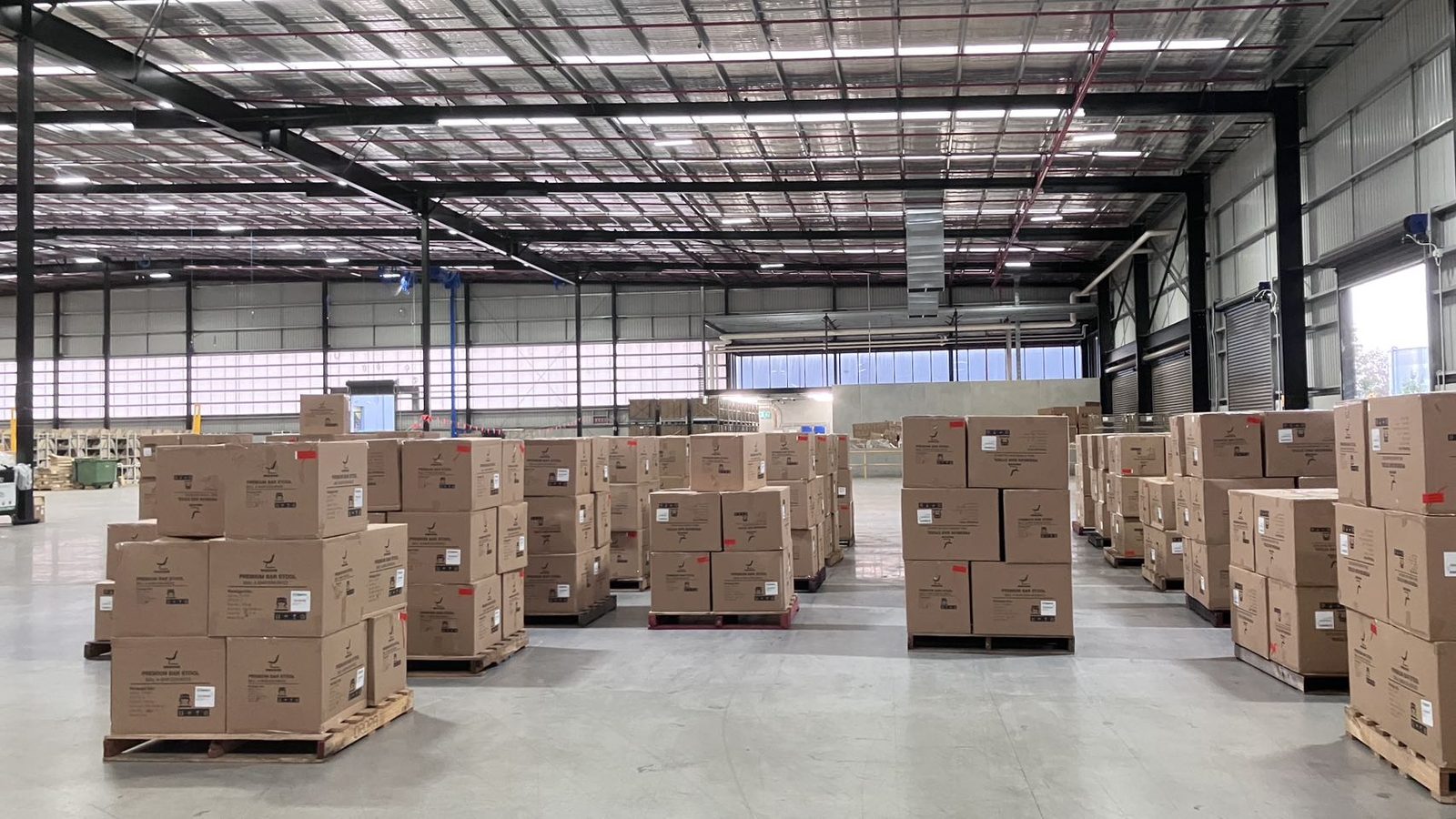 Warehouse cartons and stock prepared for a Scoresby commercial or storage move by JD Movers
